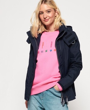 Superdry Tech Hooded Pop Cipzár SD-Windcheater Női Kabát Sötétkék/Titán | UMHBI9432